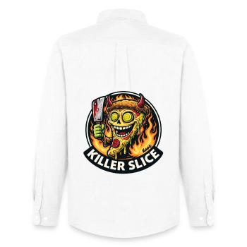 Killer Slice Pizza Dämon - Männer Oxford Hemd von Stanley/Stella - Weiß - Hinten - AI Model Male 185 dark (185cm)