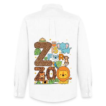 Animals Zoo Party Jungle Zoo Birthday Z Is For Zoo - Men's Oxford Shirt by Stanley/Stella - white - Back - AI Model Male 185 dark (185cm)
