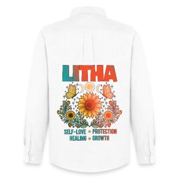 Litha Pagan Solstice d’été Midsommar - Chemise Oxford homme Stanley/Stella - blanc - Dos - AI Model Male 185 dark (185cm)