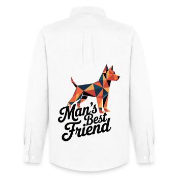 Low Poly Dog Graphic Mans Best Friend Shirt - Men's Oxford Shirt by Stanley/Stella - white - Back - AI Model Male 185 dark (185cm)