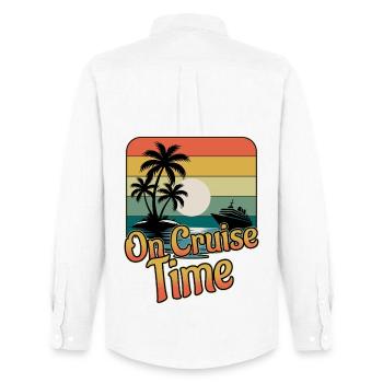 On Cruise Time Family Vacation Trip Cruising - Men's Oxford Shirt by Stanley/Stella - white - Back - AI Model Male 185 dark (185cm)