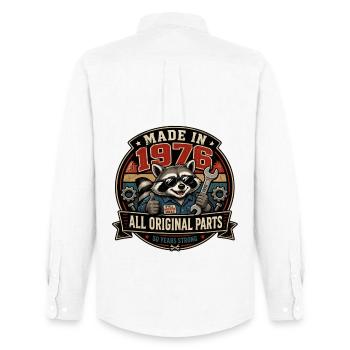 Raccoon Workshop 1976 Original Parts - Men's Oxford Shirt by Stanley/Stella - white - Back - AI Model Male 185 dark (185cm)