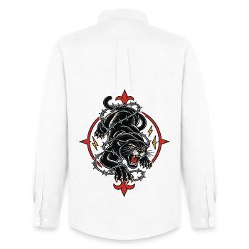 Panthère noire tattoo barbelés agressive - Men's Oxford Shirt by Stanley/Stella - white - Back - AI Model Male 185 dark (185cm)