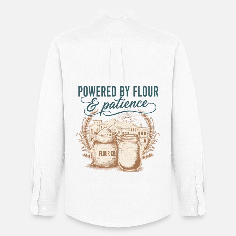 Sourdough Bread Baking Powered By Flour - Men's Oxford Shirt by Stanley/Stella - white