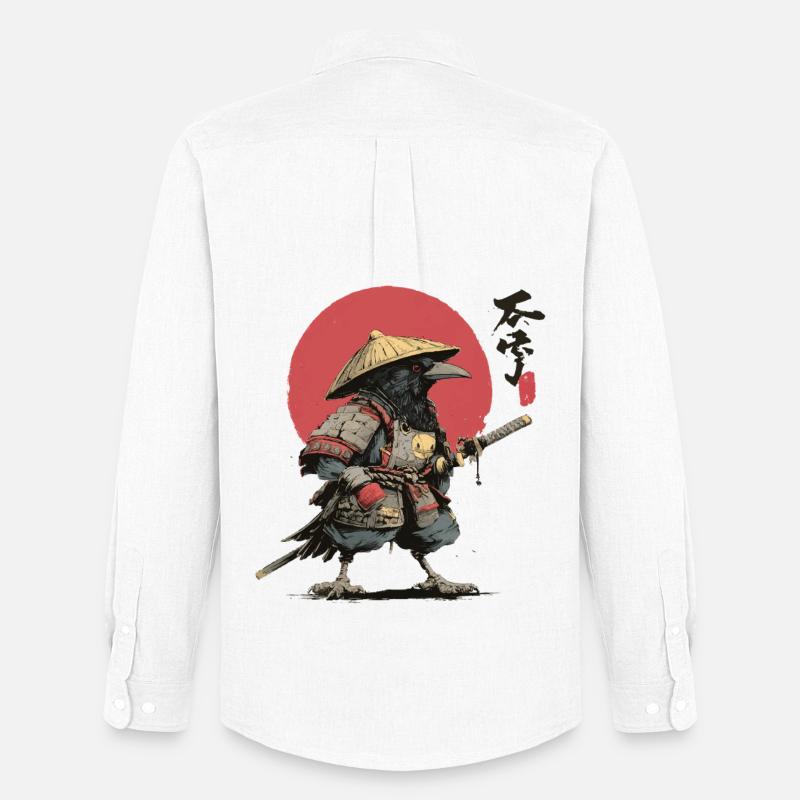 Crow Samurai: Red Sun Warrior - Men's Oxford Shirt by Stanley/Stella - white