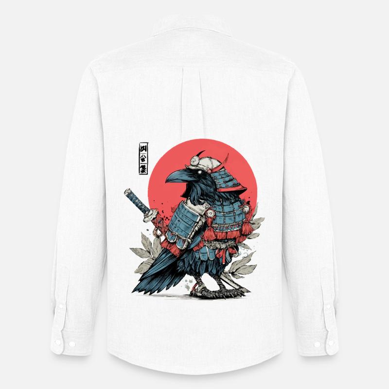 Karmesinrote Samurai-Rabenrüstung - Männer Oxford Hemd von Stanley/Stella - Weiß
