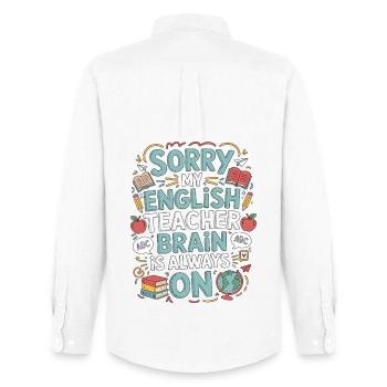 Professeur d’anglais langue seconde désolé mon professeur d’anglais Éducateur d’anglais langue seconde - Chemise Oxford homme Stanley/Stella - blanc - Dos - AI Model Male 185 dark (185cm)
