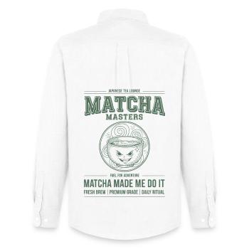 Matcha m’a fait le faire Matcha Masters Lounge - Chemise Oxford homme Stanley/Stella - blanc - Dos - AI Model Male 185 dark (185cm)