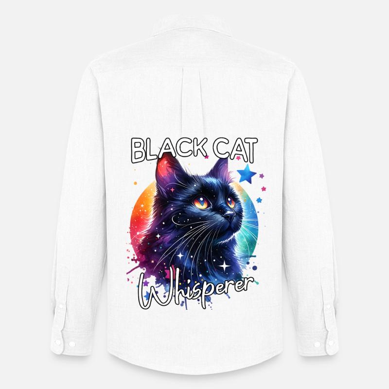 Schwarze Katze Flüsterer - Männer Oxford Hemd von Stanley/Stella - Weiß