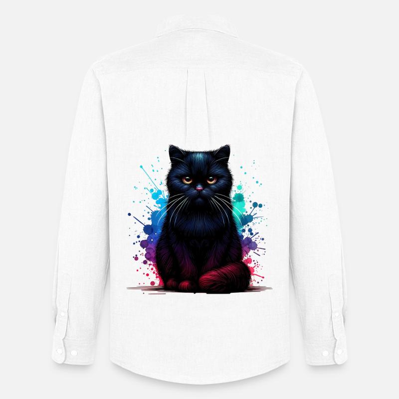 Schwarze Katze Geschenk - Männer Oxford Hemd von Stanley/Stella - Weiß