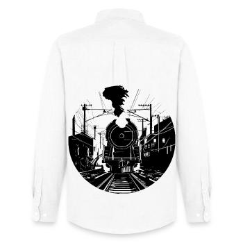 Railway Drawing - Men's Oxford Shirt by Stanley/Stella - white - Back - AI Model Male 185 dark (185cm)