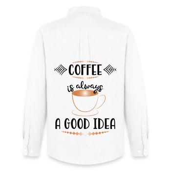 Kupferkaffeetasse im Art Déco-Look - Männer Oxford Hemd von Stanley/Stella - Weiß - Hinten - AI Model Male 185 dark (185cm)
