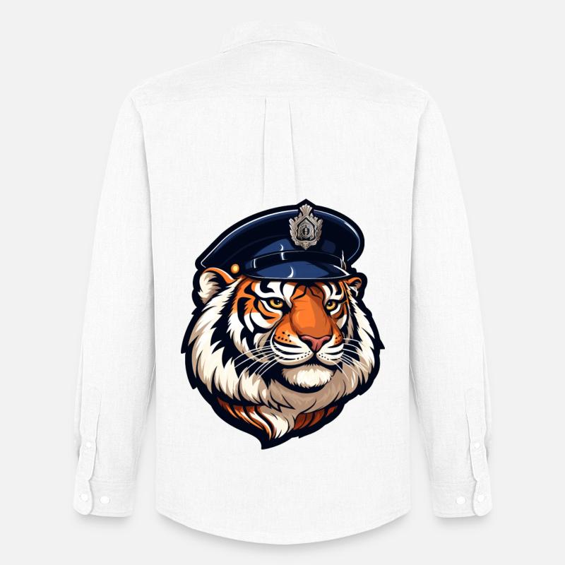 Tiger Polizist - Männer Oxford Hemd von Stanley/Stella - Weiß