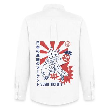 Sushi Factory Japonais sunburst - Chemise Oxford homme Stanley/Stella - blanc - Dos - AI Model Male 185 dark (185cm)