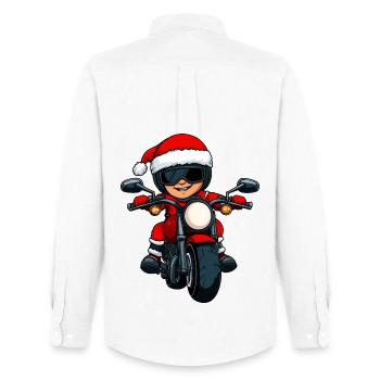 Motards Noël - Chemise Oxford homme Stanley/Stella - blanc - Dos - AI Model Male 185 dark (185cm)