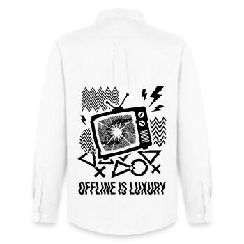 Offline Is Luxury Glitch TV - Men's Oxford Shirt by Stanley/Stella - white - Back - AI Model Male 185 dark (185cm)