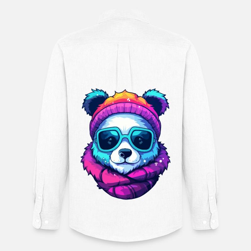 Neon-Regenbogenbär-Straßenstil mit Sonnenbrille - Männer Oxford Hemd von Stanley/Stella - Weiß