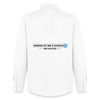 Penser, c’est comme chercher sur Google – mais plus évident - Chemise Oxford homme Stanley/Stella - blanc - Dos - AI Model Male 185 dark (185cm)