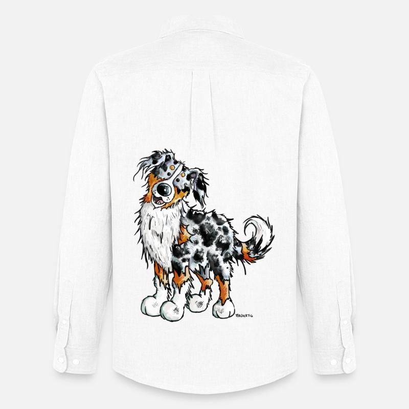 Witziger Australian Shepherd - Männer Oxford Hemd von Stanley/Stella - Weiß