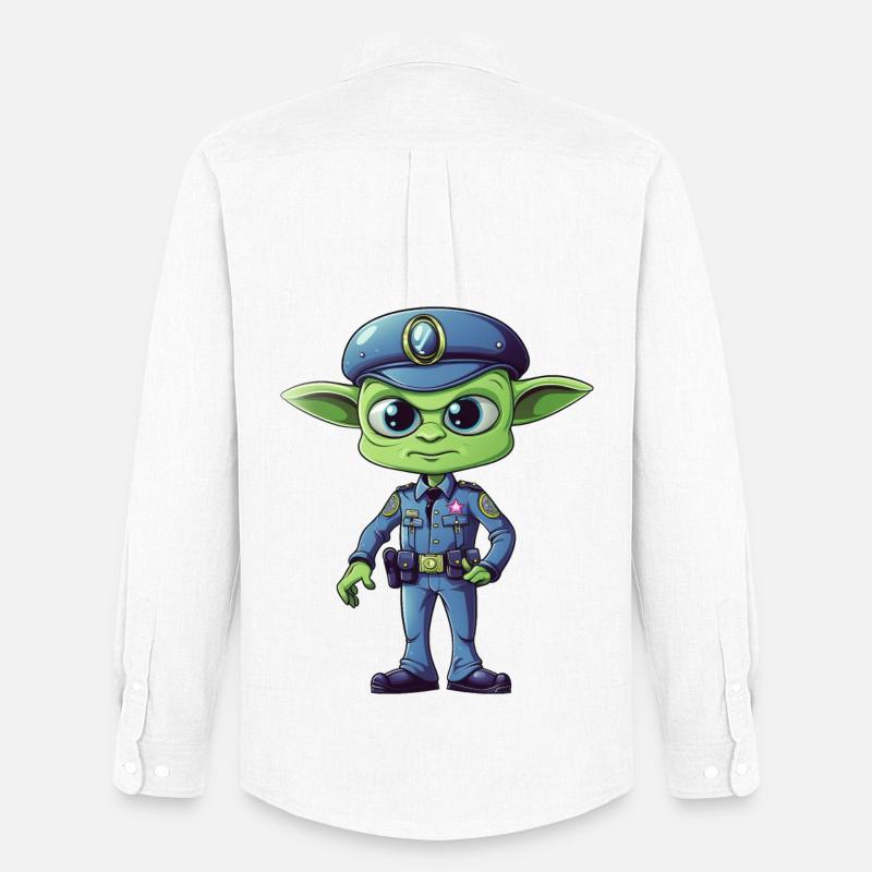 Polizei Alien - Männer Oxford Hemd von Stanley/Stella - Weiß