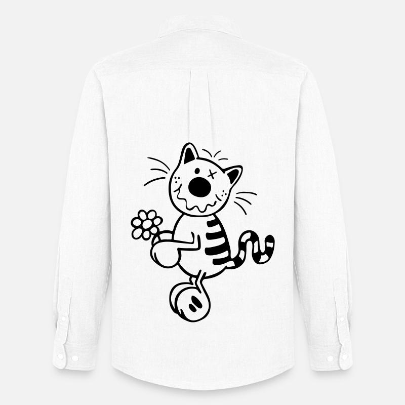 Katze mit Blume - Männer Oxford Hemd von Stanley/Stella - Weiß