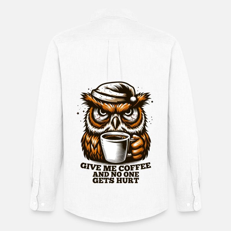 Eule Kaffee müde Geschenk - Männer Oxford Hemd von Stanley/Stella - Weiß