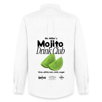 Mojito Drink Club - Rhum Blanc - Citron vert - Menthe sucrée - Chemise Oxford homme Stanley/Stella - blanc - Dos - AI Model Male 185 dark (185cm)
