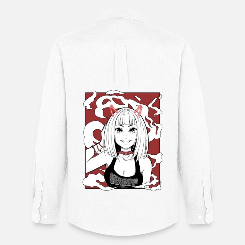Anime Teufel Mädchen Goth Design - Männer Oxford Hemd von Stanley/Stella - Weiß