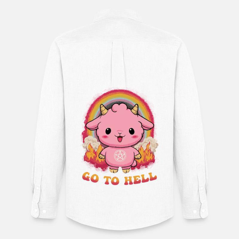 Pinkes Dämonchen mit Regenbogen - Männer Oxford Hemd von Stanley/Stella - Weiß