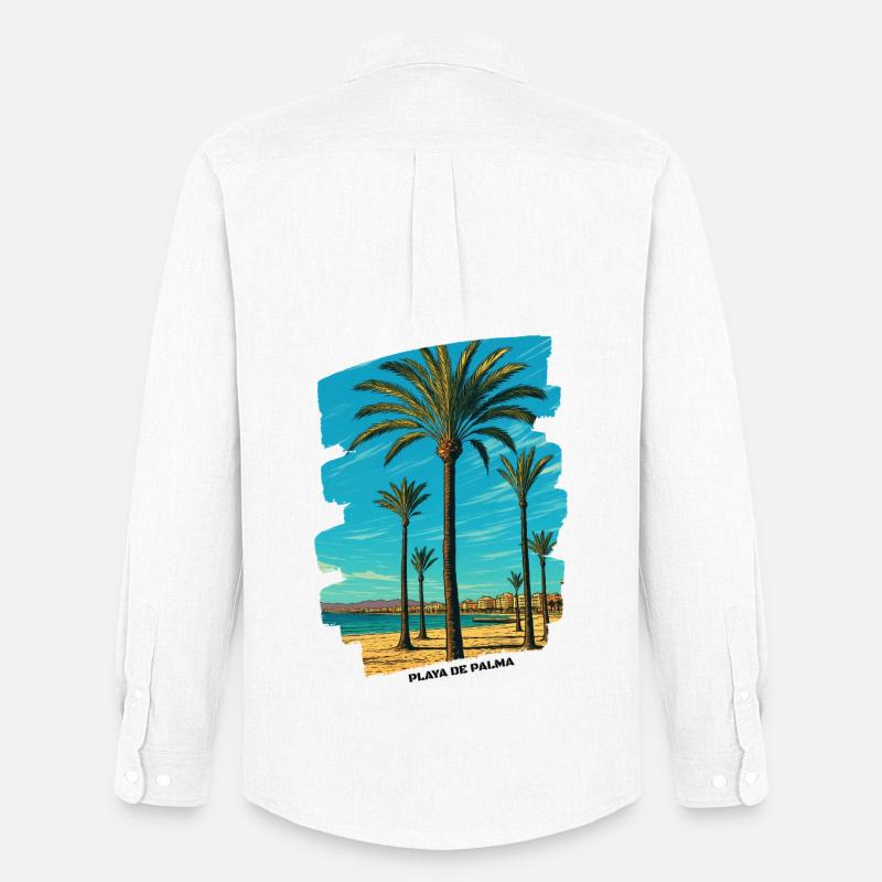 Playa de Palma - Mallorca - Männer Oxford Hemd von Stanley/Stella - Weiß