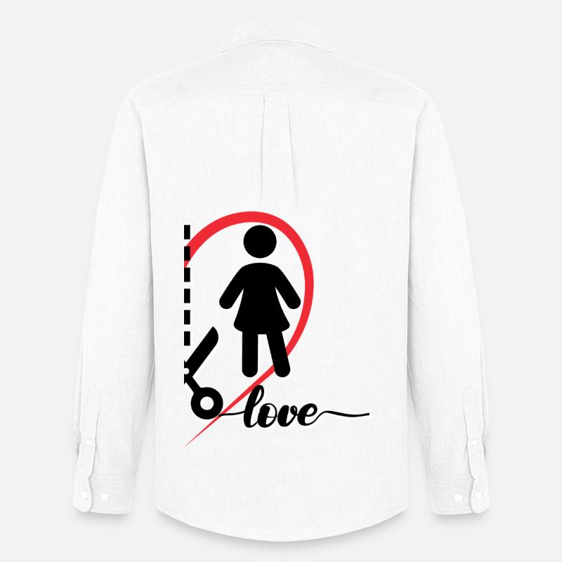 Una donna con un cuore e la metà destra dell'iscrizione - Stanley/Stella Camicia Oxford uomo - bianco