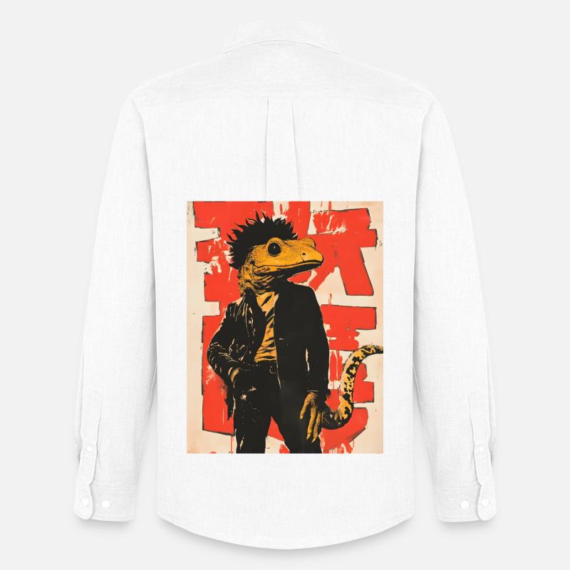 Dino Gecko Punk mit Graffiti - Männer Oxford Hemd von Stanley/Stella - Weiß