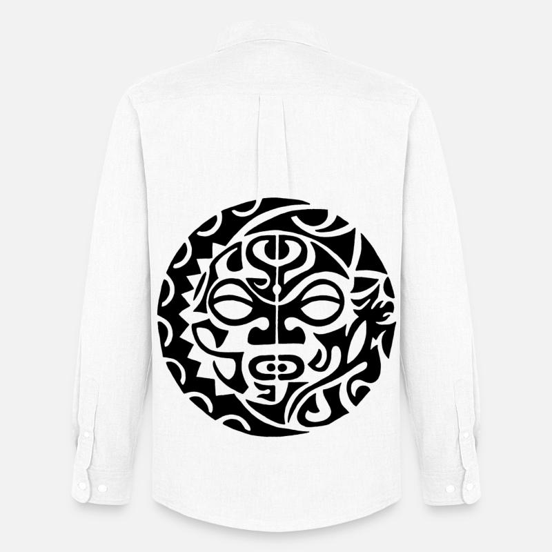 Schwarzer polynesischer Todeskopf - Männer Oxford Hemd von Stanley/Stella - Weiß