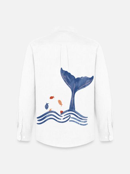 Whale fin and fish - Men's Oxford Shirt by Stanley/Stella - white