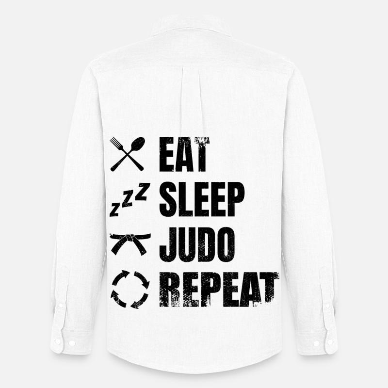 Eat Sleep Judo Repeat - Männer Oxford Hemd von Stanley/Stella - Weiß