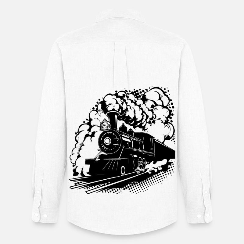 Eisenbahn Grafik - Männer Oxford Hemd von Stanley/Stella - Weiß