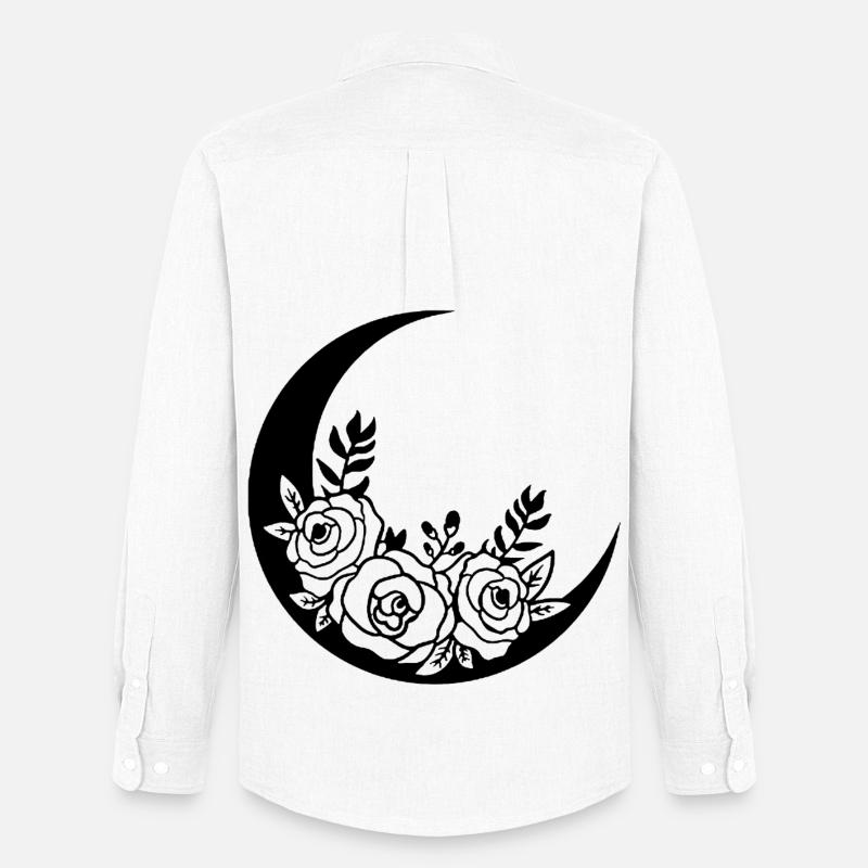 Schwarzer blühender Mond - Männer Oxford Hemd von Stanley/Stella - Weiß