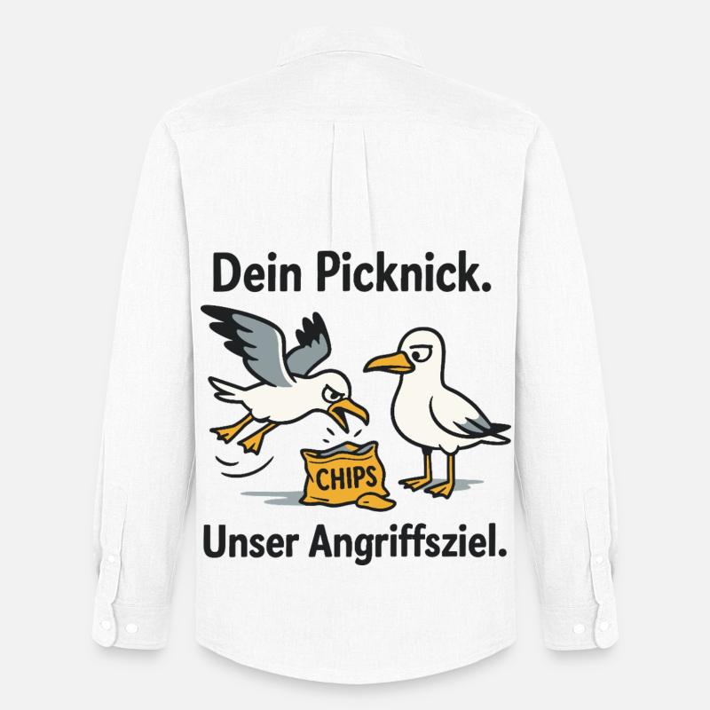 Dein Picknick Unser Angriffsziel - Männer Oxford Hemd von Stanley/Stella - Weiß