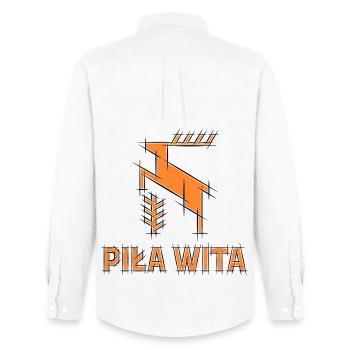 La ville de Piła est la bienvenue. Logo de cerf de dessin animé - Chemise Oxford homme Stanley/Stella - blanc - Dos - AI Model Male 185 dark (185cm)
