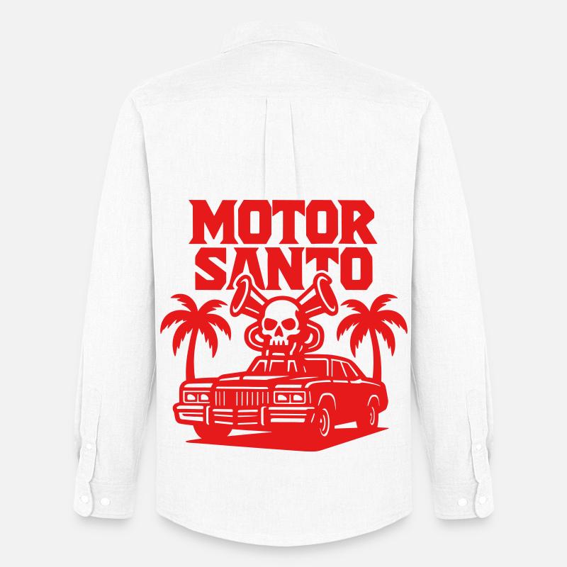 Motorsanto Skull Design - Männer Oxford Hemd von Stanley/Stella - Weiß