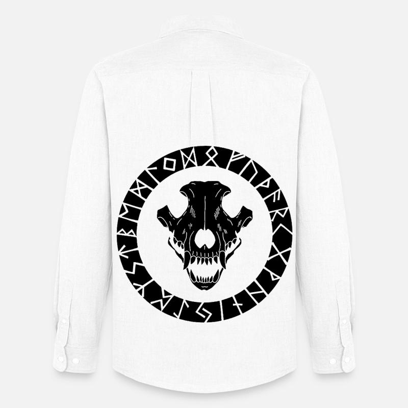 Schwarzer Wikinger Wolf Schädel - Männer Oxford Hemd von Stanley/Stella - Weiß