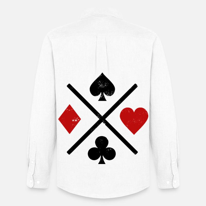 Spielkarten Kontrastdesign - Männer Oxford Hemd von Stanley/Stella - Weiß