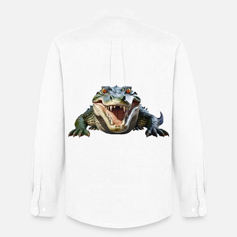 Krokodil - Männer Oxford Hemd von Stanley/Stella - Weiß