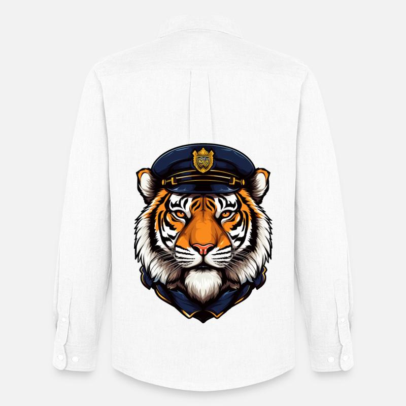 Tiger Polizei - Männer Oxford Hemd von Stanley/Stella - Weiß