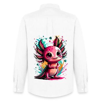 Axolotl Coloré - Axolotl Amphibien - Amphibien Coloré - Chemise Oxford homme Stanley/Stella - blanc - Dos - AI Model Male 185 dark (185cm)