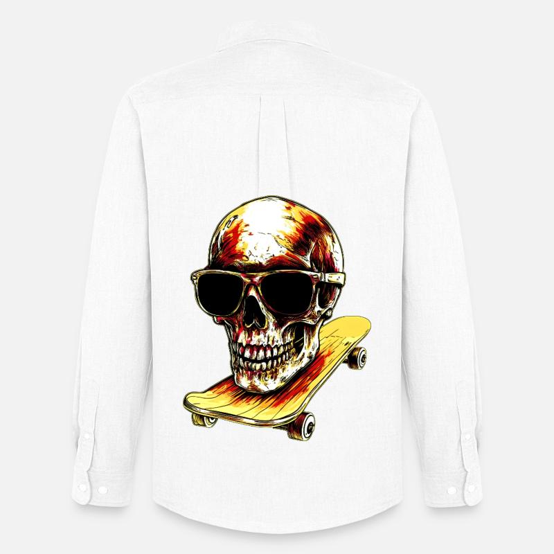 Skull Skateboarder - Oxfordskjorte herre Stanley/Stella - hvid