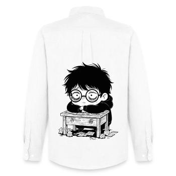 Student Burnout Office Blank Stare - Men's Oxford Shirt by Stanley/Stella - white - Back - AI Model Male 185 dark (185cm)
