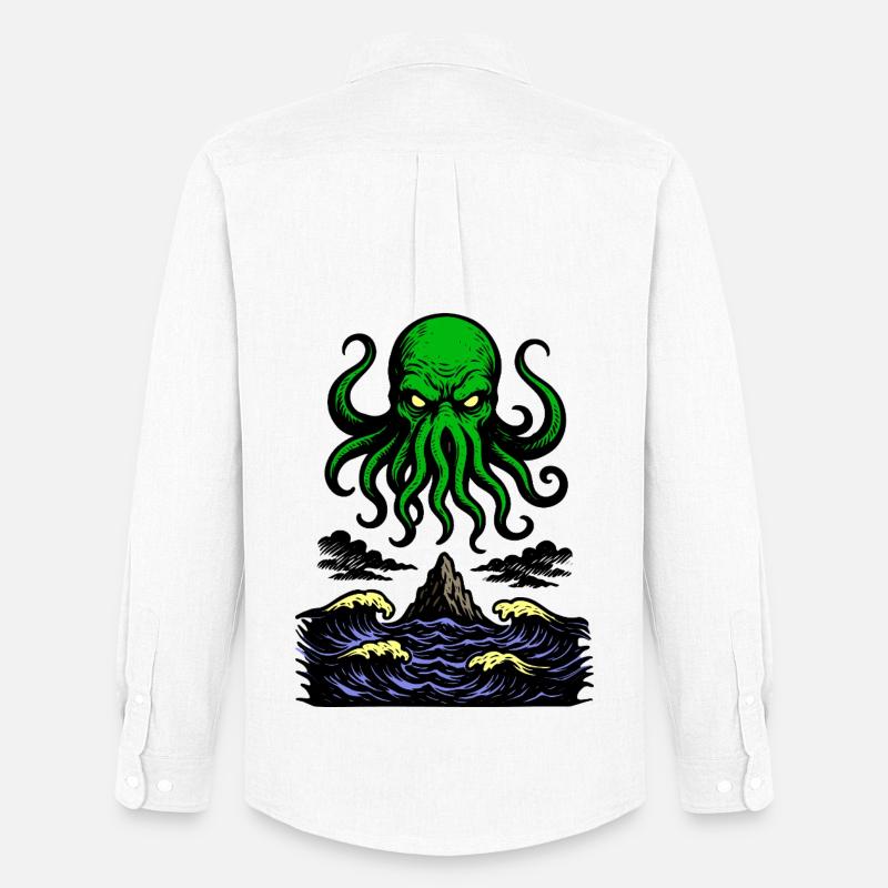 Cthulhu Retro 2 - Männer Oxford Hemd von Stanley/Stella - Weiß