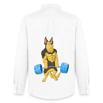 German Shepherd Weightlifting - Men's Oxford Shirt by Stanley/Stella - white - Back - AI Model Male 185 dark (185cm)