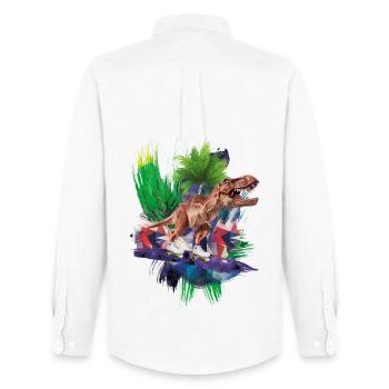 T-Rex - Dinosaurs - Trex - tyrannosaurus rex - Men's Oxford Shirt by Stanley/Stella - white - Back - AI Model Male 185 dark (185cm)